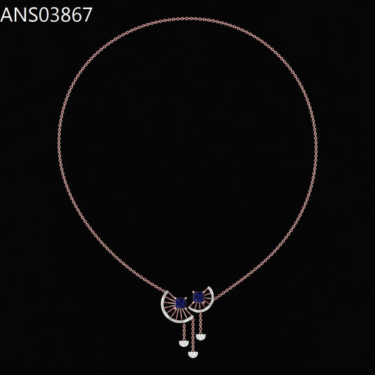 Celeste Dual Halo Sapphire Pendant Necklace