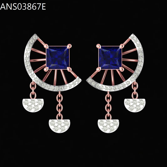 Celeste Dual Halo Sapphire Drop Earrings