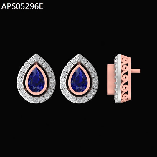 Azure Teardrop Diamond Halo Stud Earrings