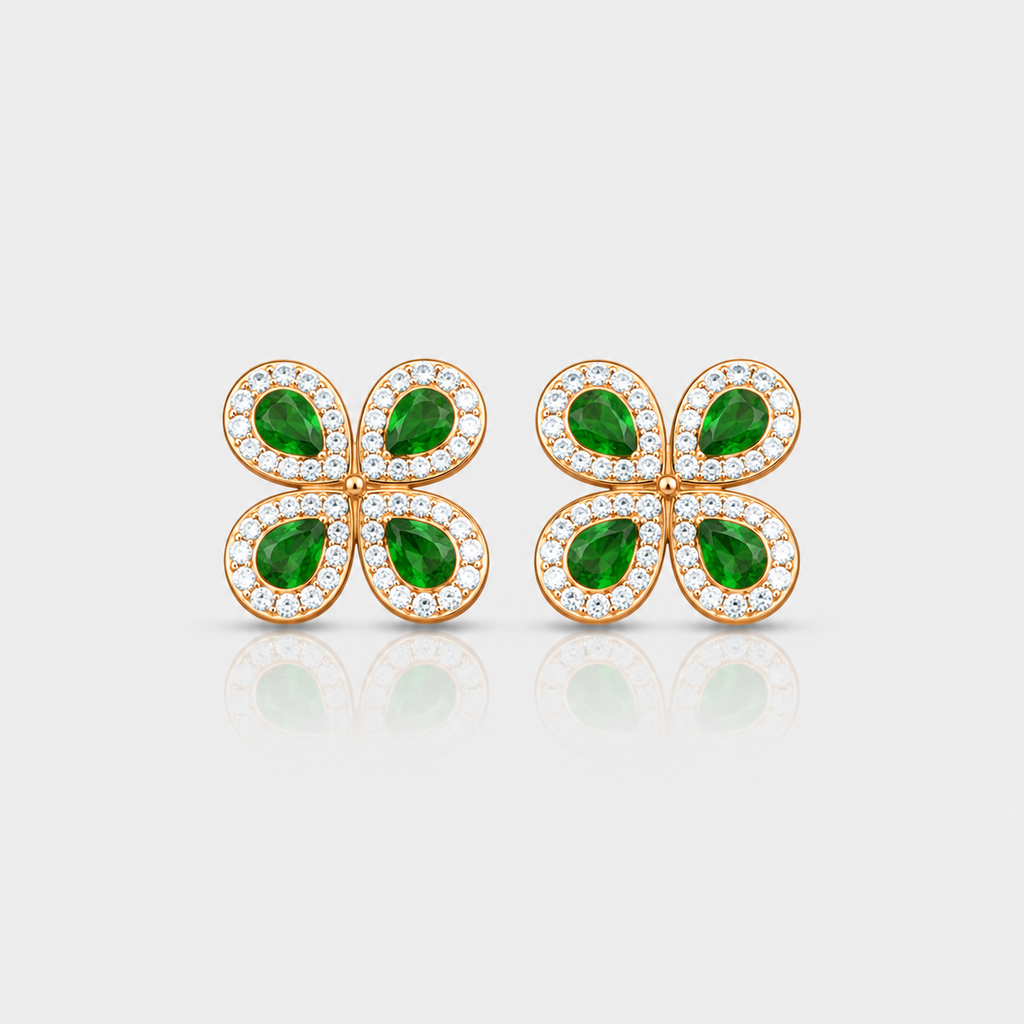 Emerald clover whisper earrings