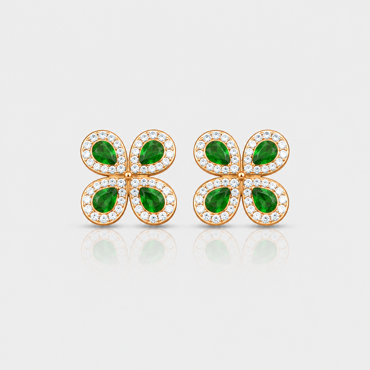 Emerald clover whisper earrings