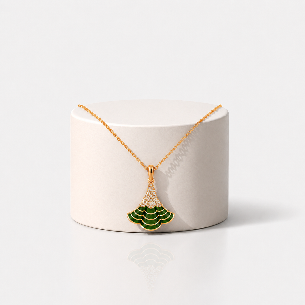 Emerald Cascade Fan Pendant