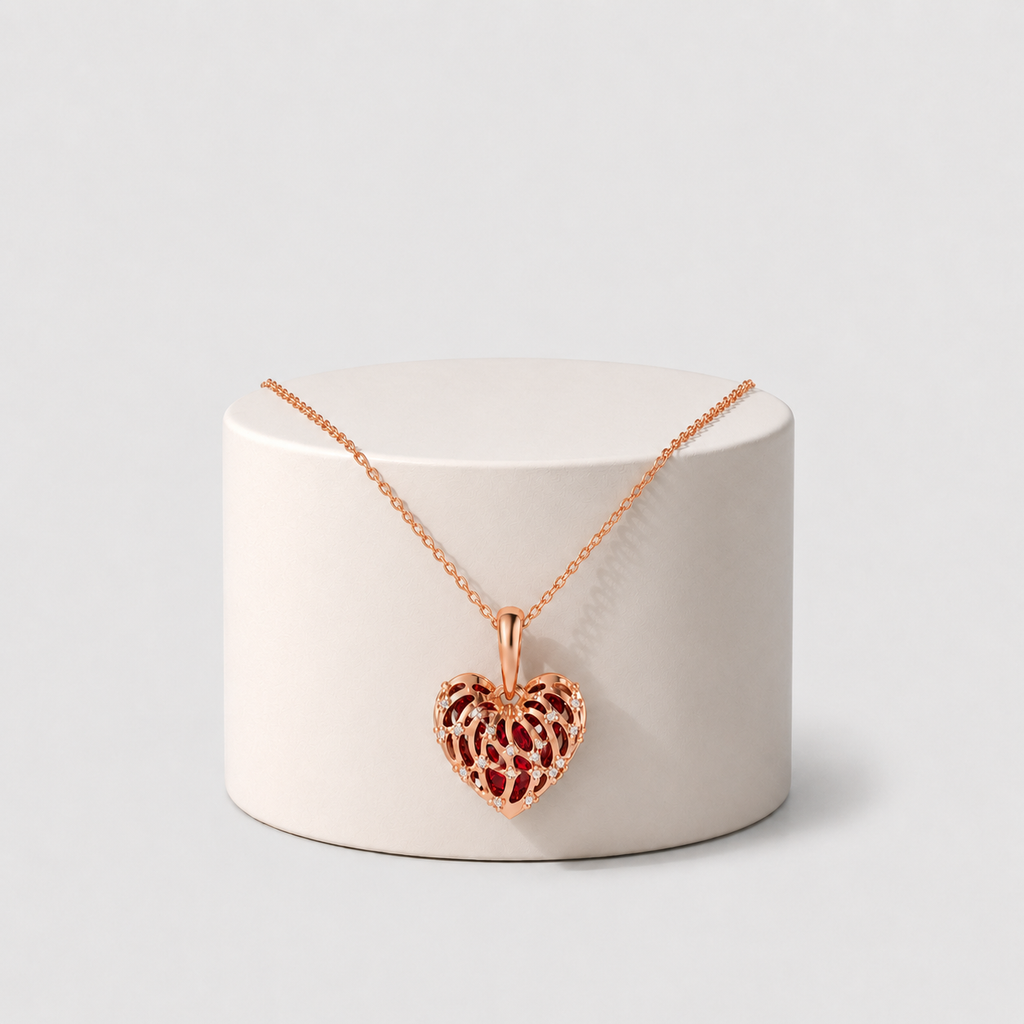 Crimson Heart Lattice Pendant