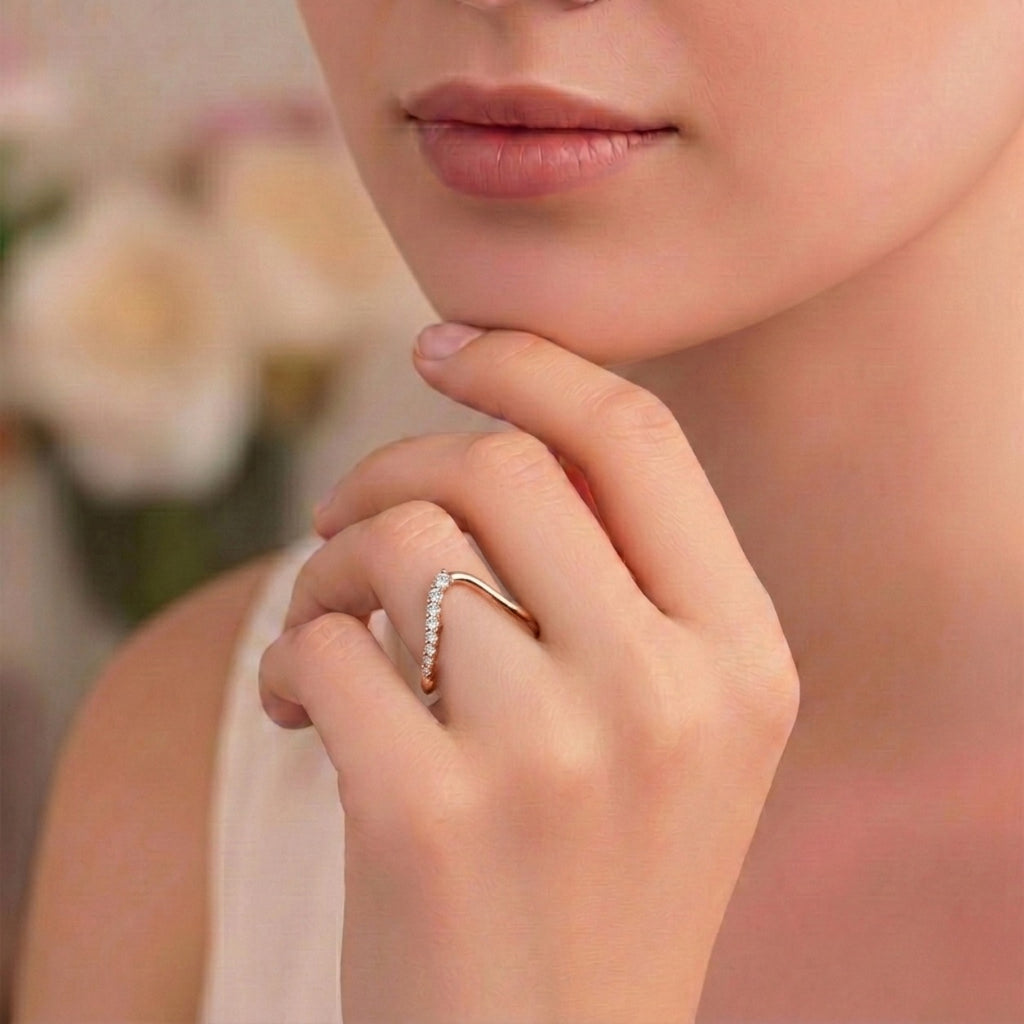 Golden Arc Diamond Ring