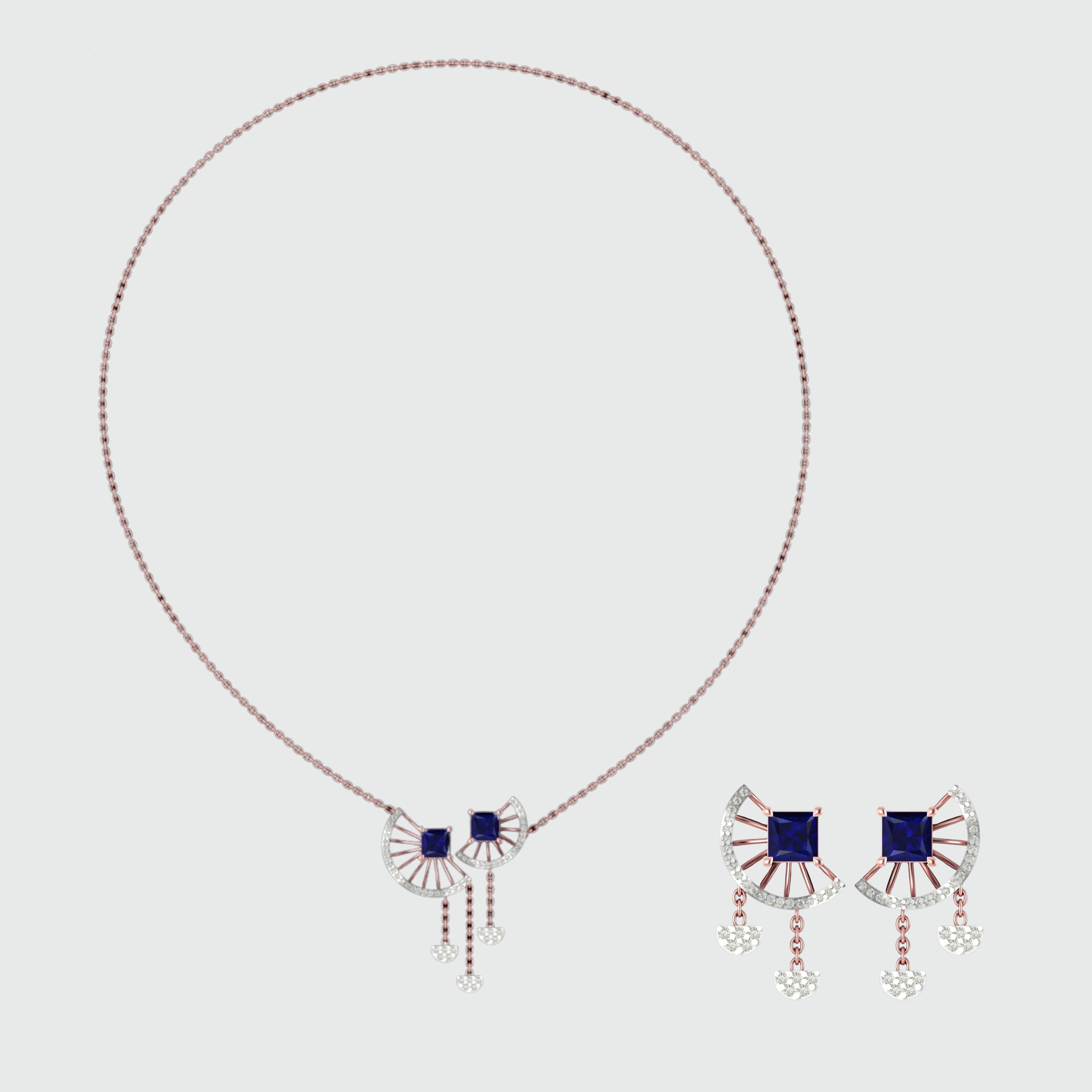 Midnight Orbit Sapphire Necklace and Earring Set