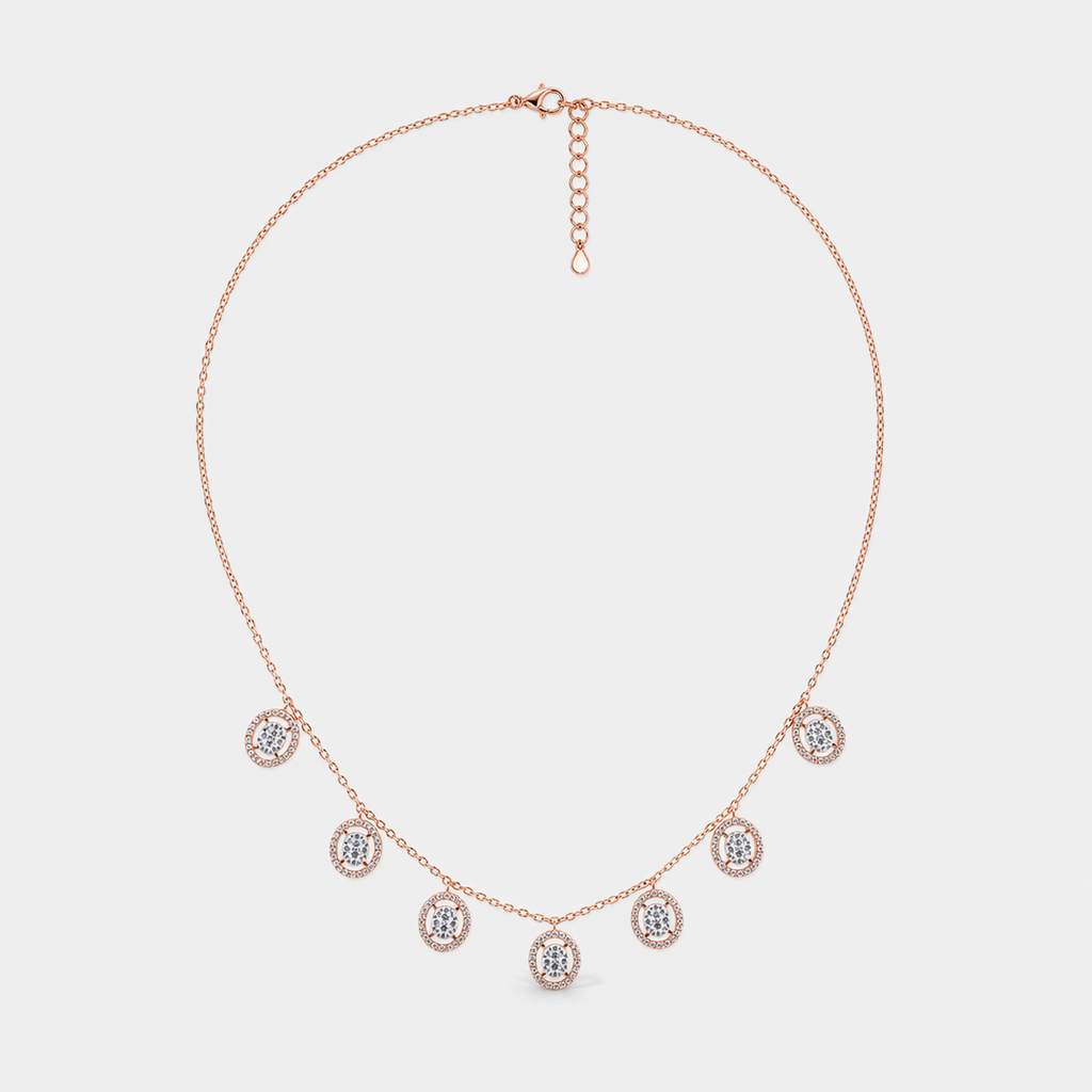The Diamond Halo Necklace & Earrings Set