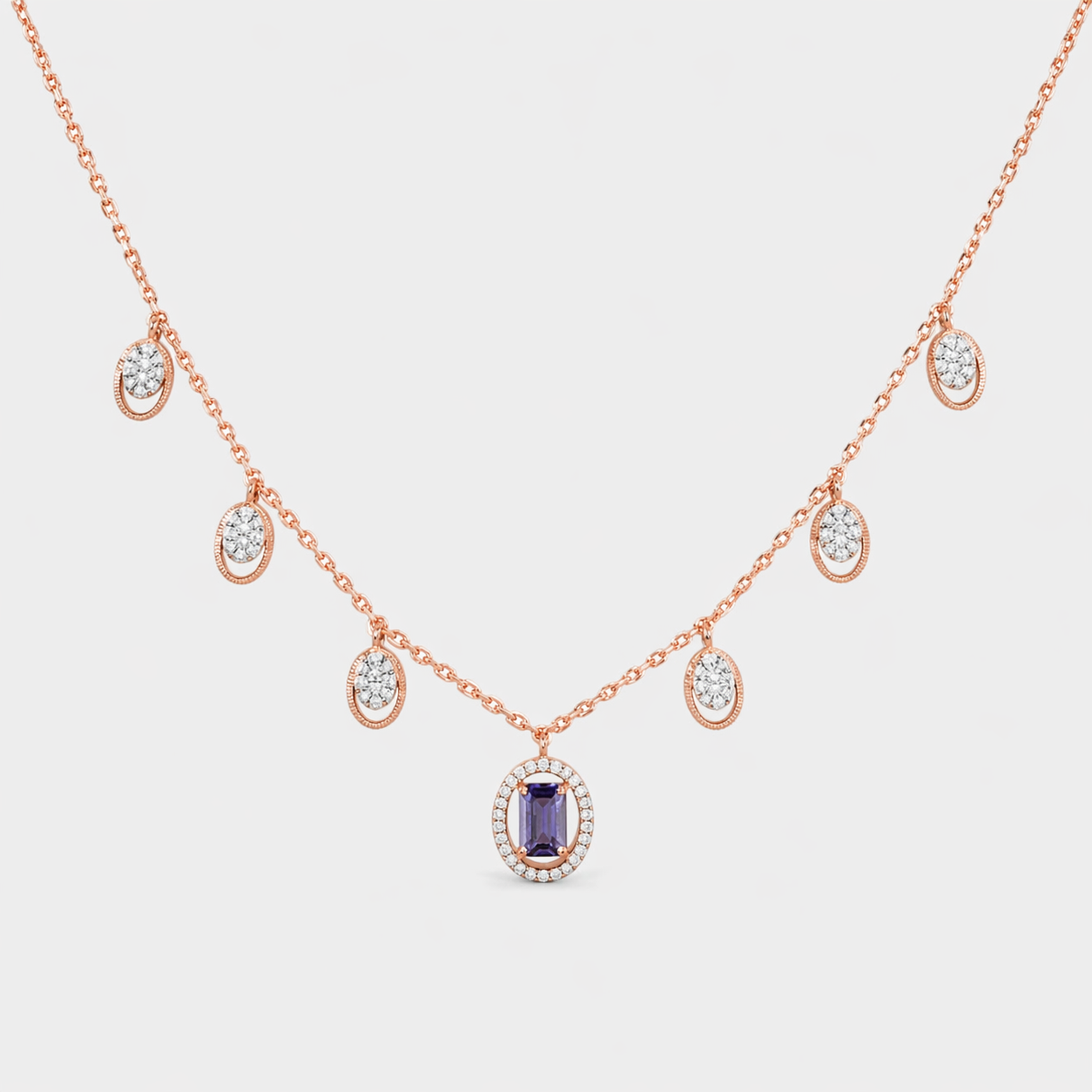Azure Cascade Diamond Necklace Set