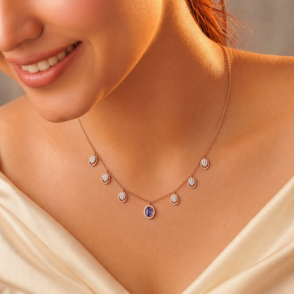 Azure Cascade Diamond Necklace Set