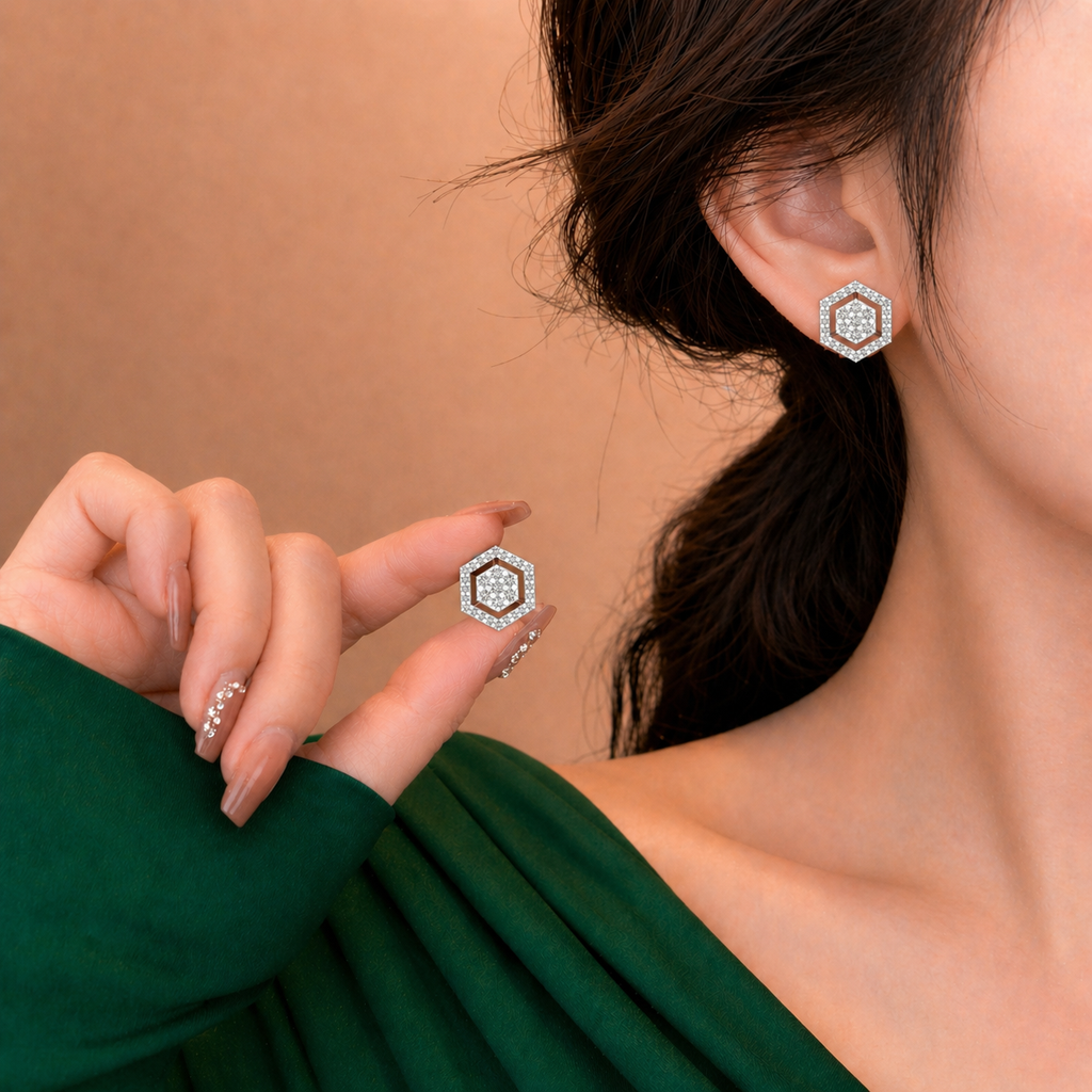 Hexa Glow Diamond Charm Earring