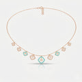 Aqua Lattice Charm Necklace