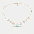 Aqua Lattice Charm Necklace