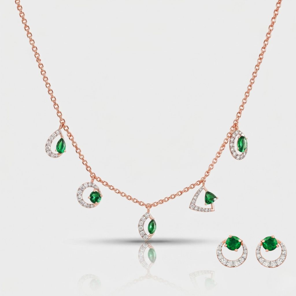 Colorblock Charm  Necklace and Earring Set