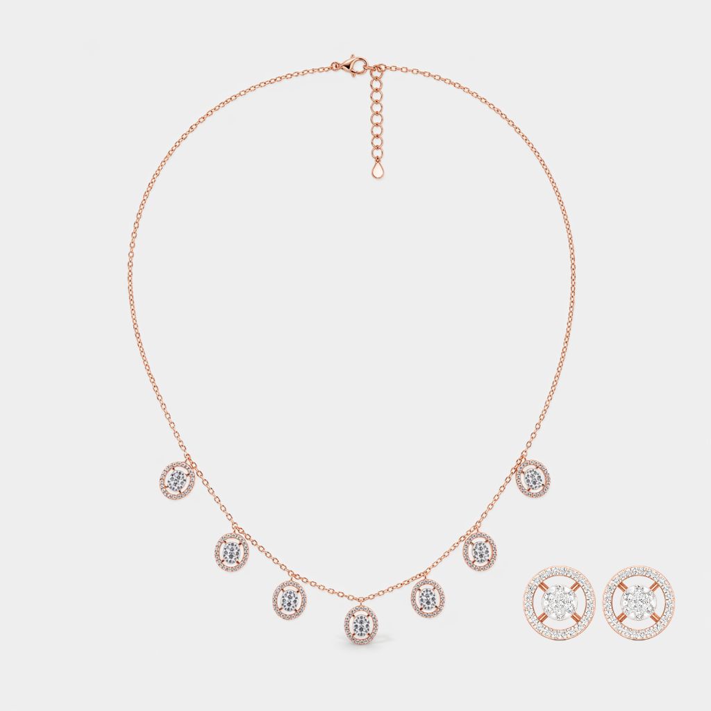 The Diamond Halo Necklace & Earrings Set