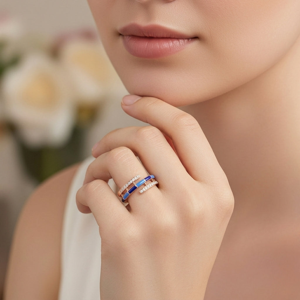 Azure Rhythm Bar Ring