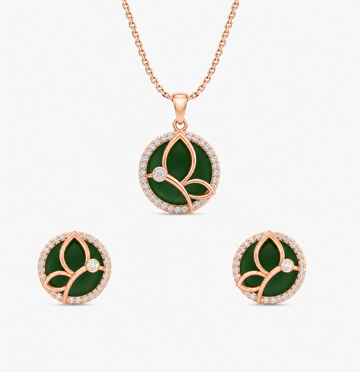 Emerald Leaf Halo Pendant