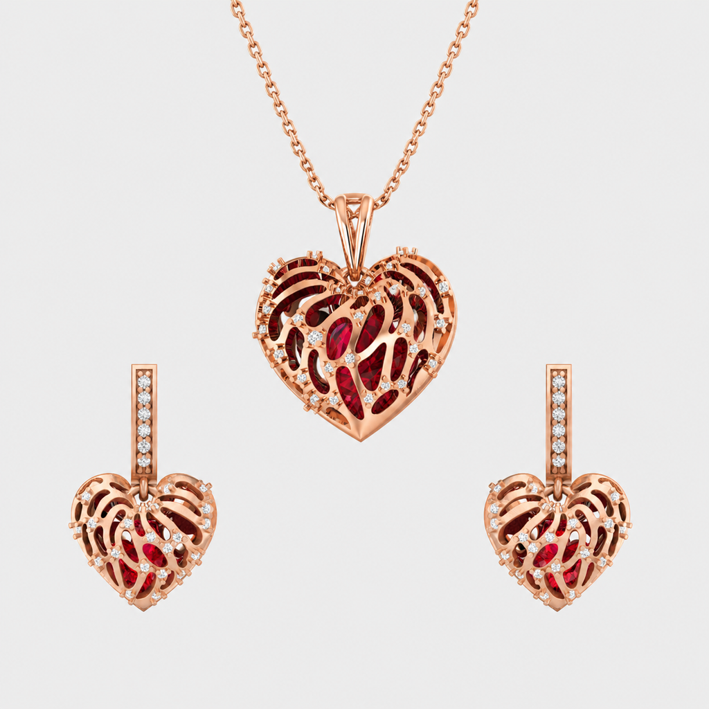 Crimson Heart Lattice Pendant