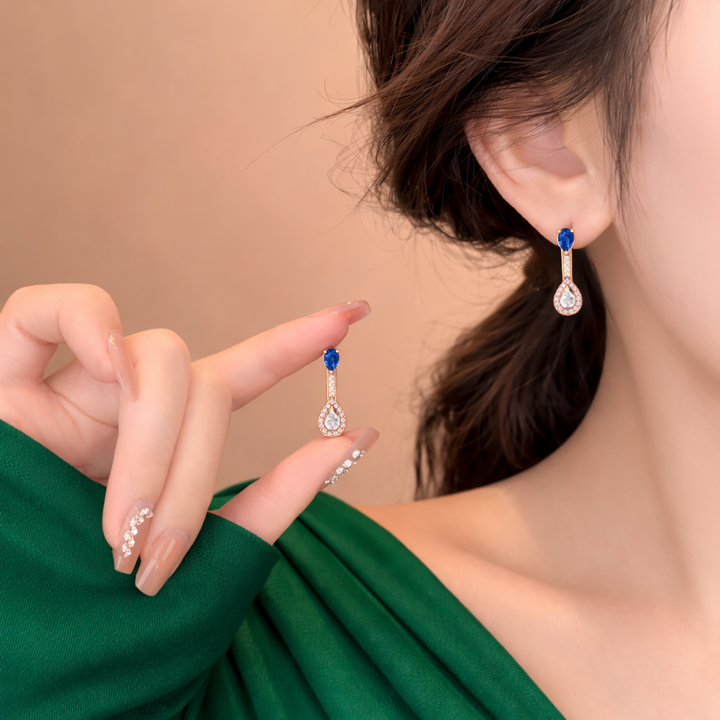 Sapphire Teardrop Elegance Earrings