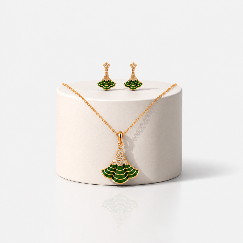 Emerald Cascade Fan Pendant