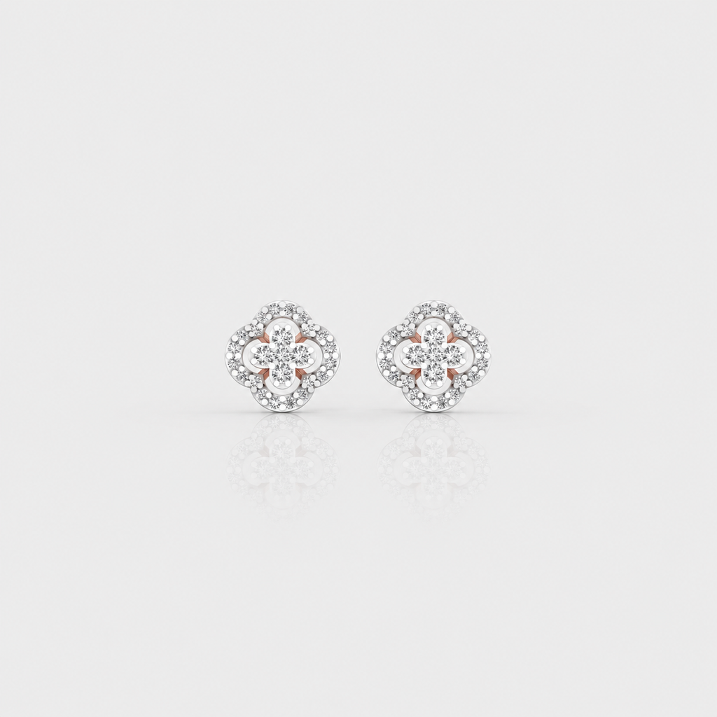 Twin Clover Glow Diamond Studs