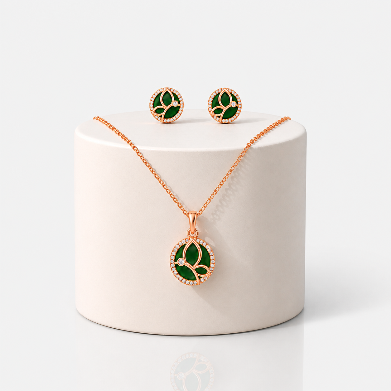 Emerald Leaf Halo Pendant