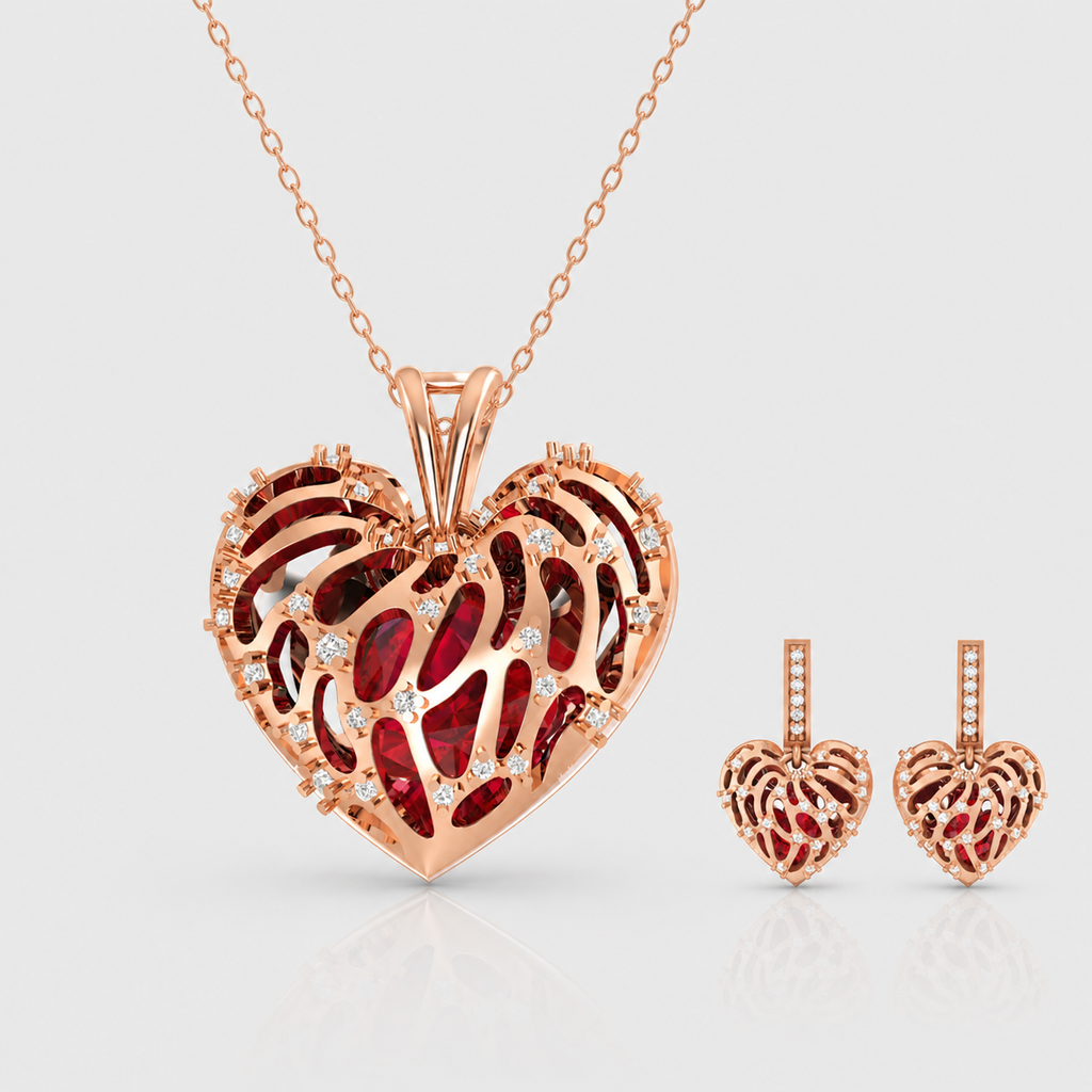 Crimson Heart Lattice Pendant