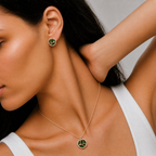 Emerald Leaf Halo Pendant