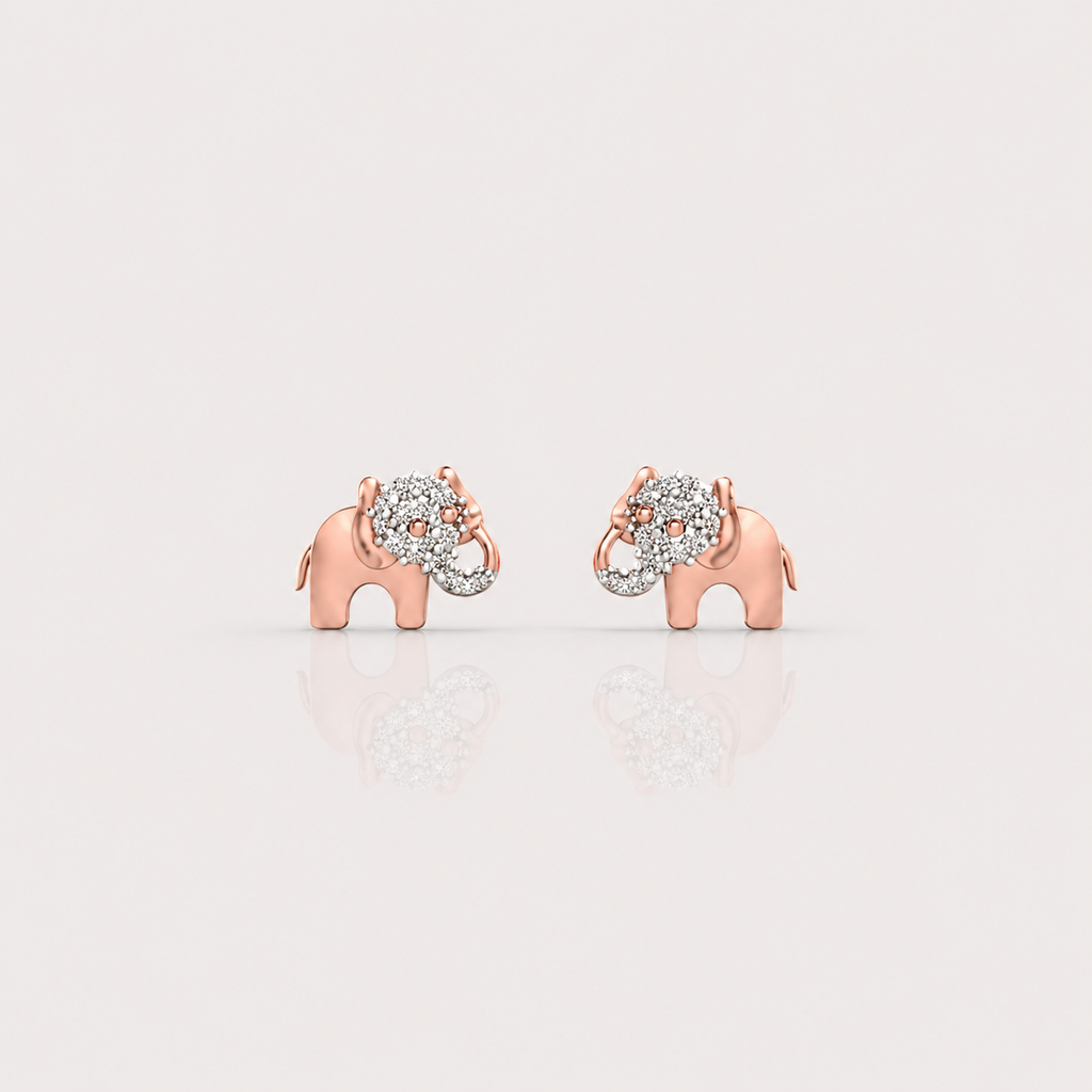 Tiny Trunk Diamond Elephant Studs