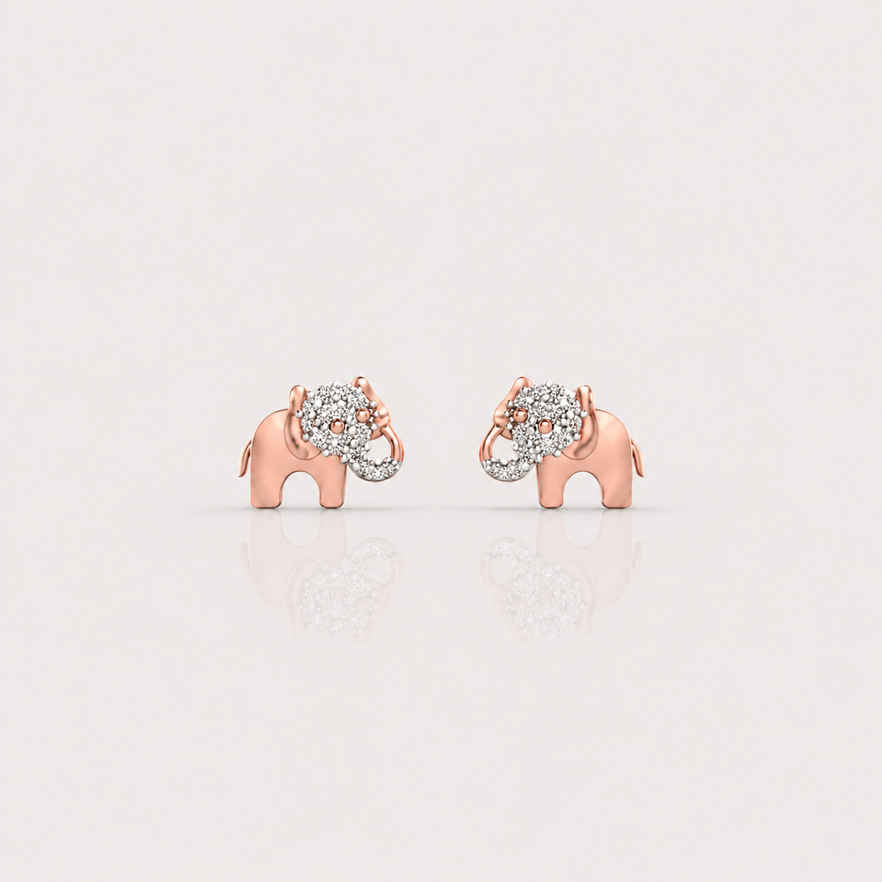Tiny Trunk Diamond Elephant Studs