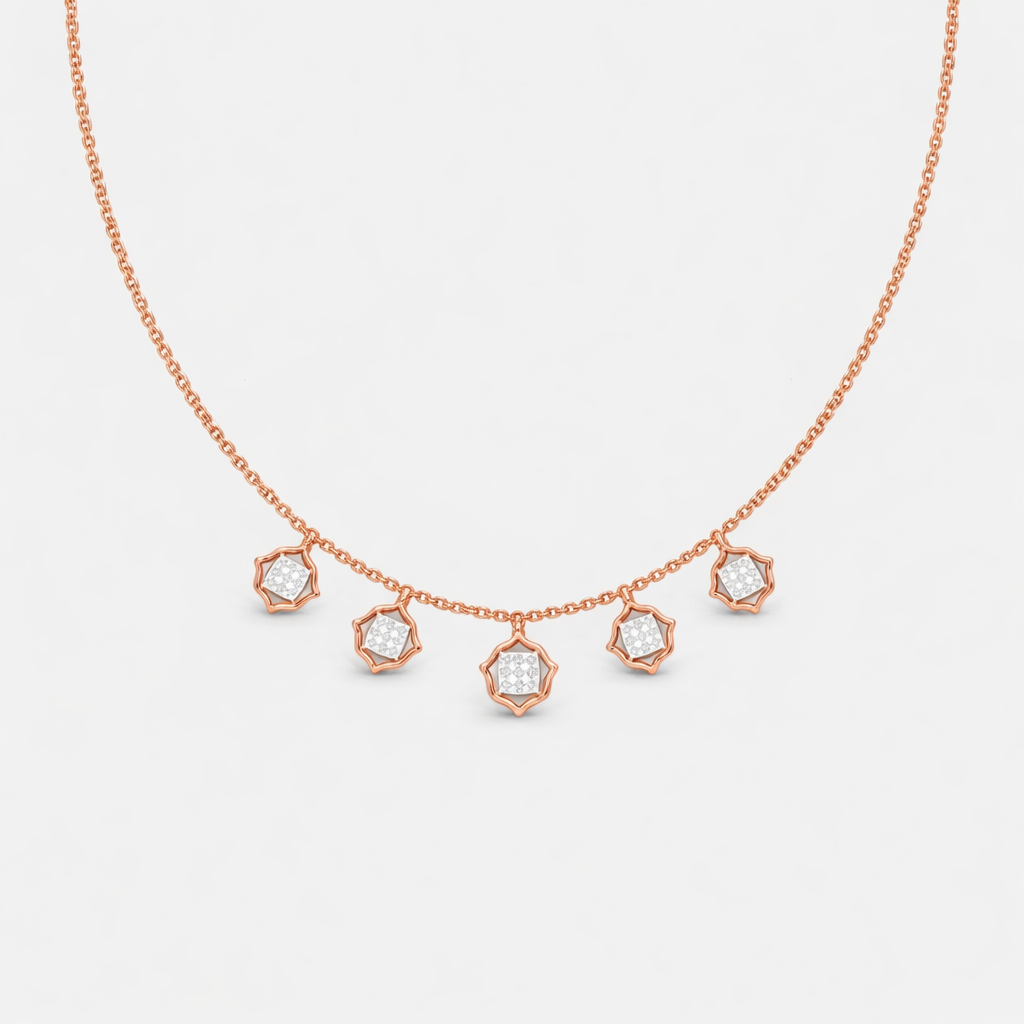 Rosé Prism Diamond Charm Necklace