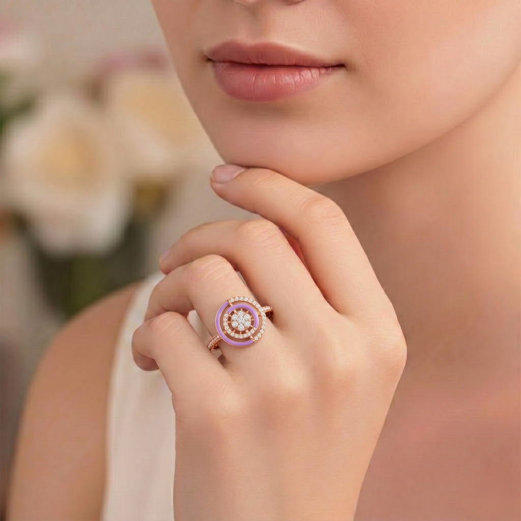 Amethyst Orbit Halo Ring