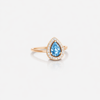 Azure Teardrop Halo Ring
