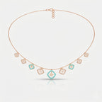 Aqua Lattice Charm Necklace