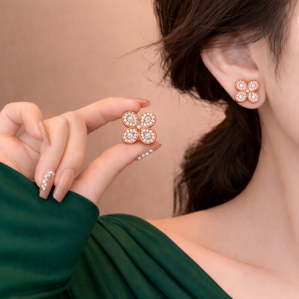 Emerald clover whisper earrings