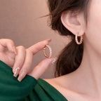 Scallop Halo Diamond Hoops
