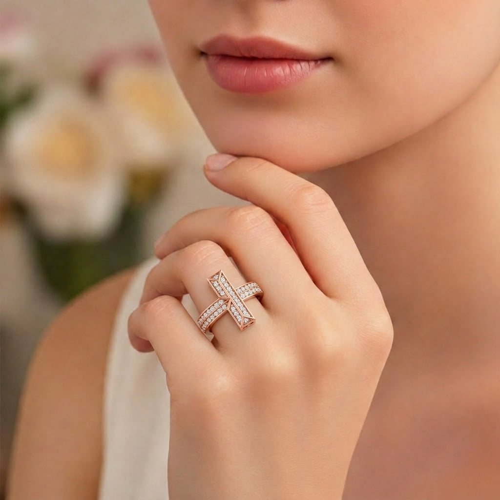 Radiant Crossline Diamond Ring