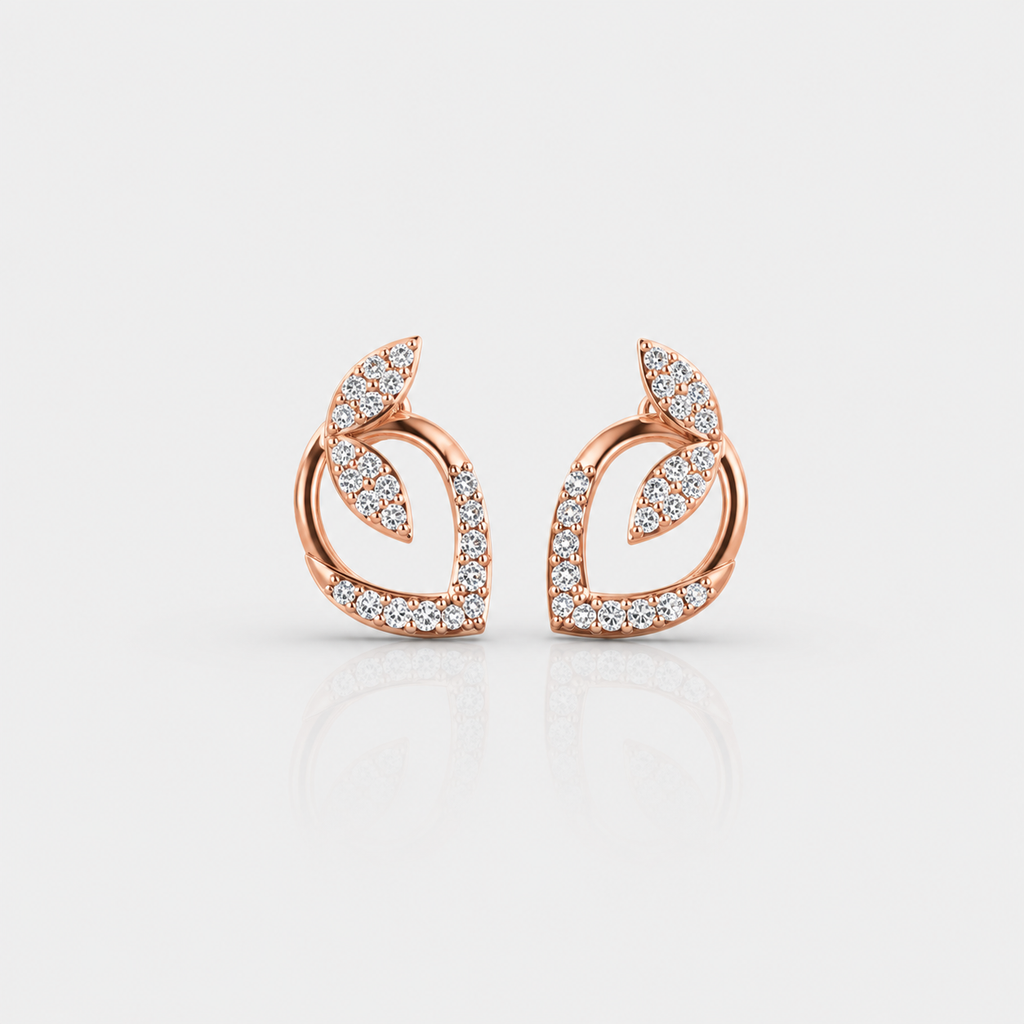Dewdrop Leaf Diamond Studs