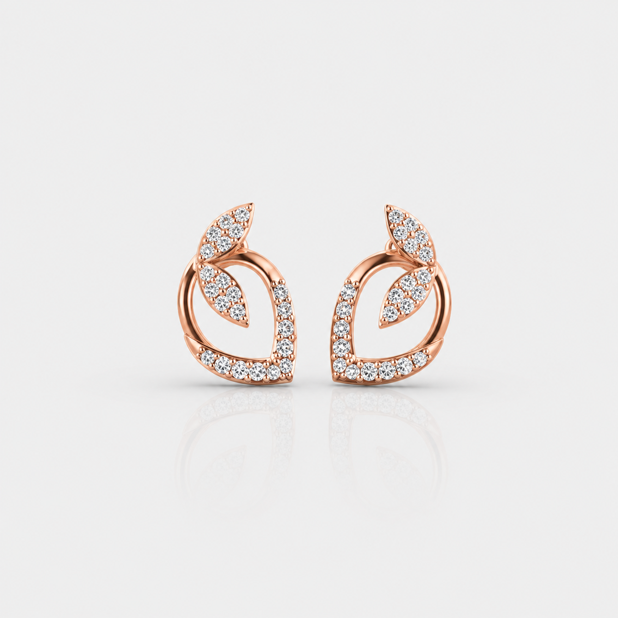 Dewdrop Leaf Diamond Studs