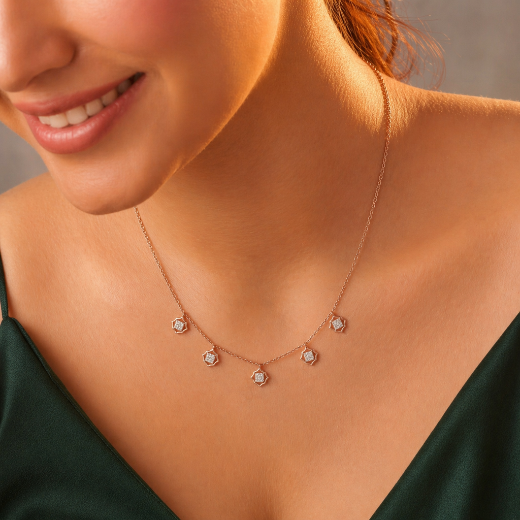 Rosé Prism Diamond Charm Necklace