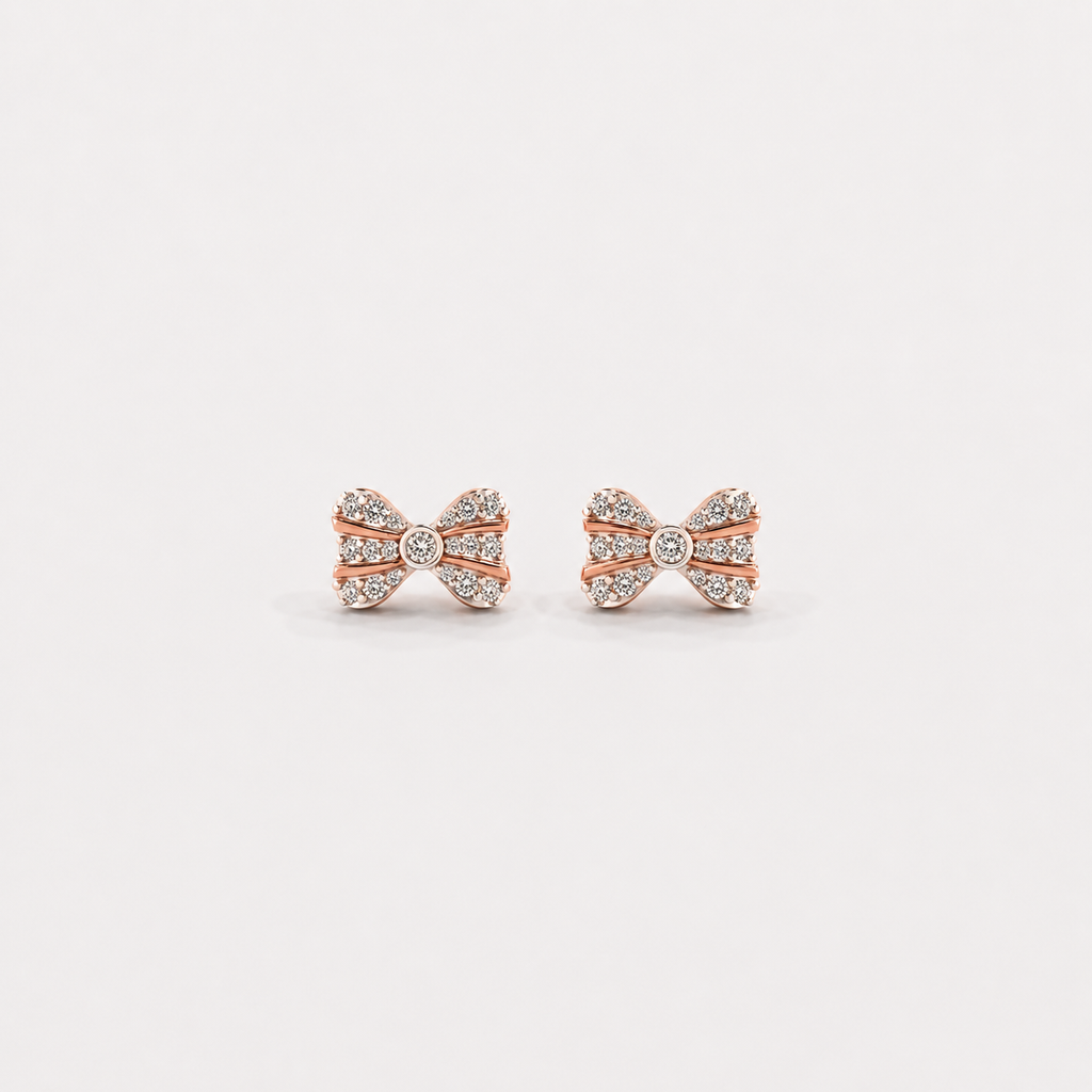 Twinkling Bow Diamond Studs