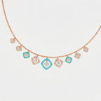 Aqua Lattice Charm Necklace