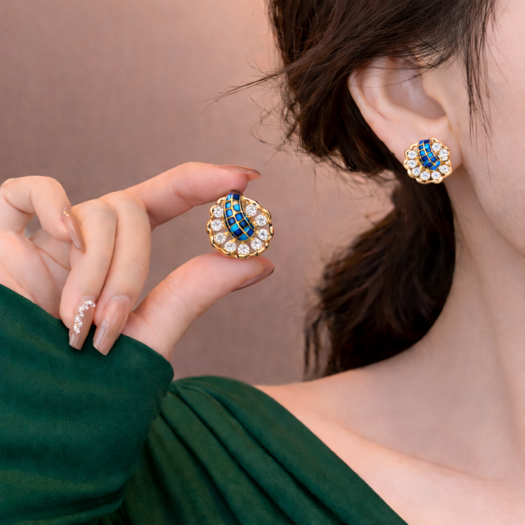 Azure Paisley Bloom Earring