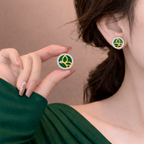 Emerald Leaf Halo Earring