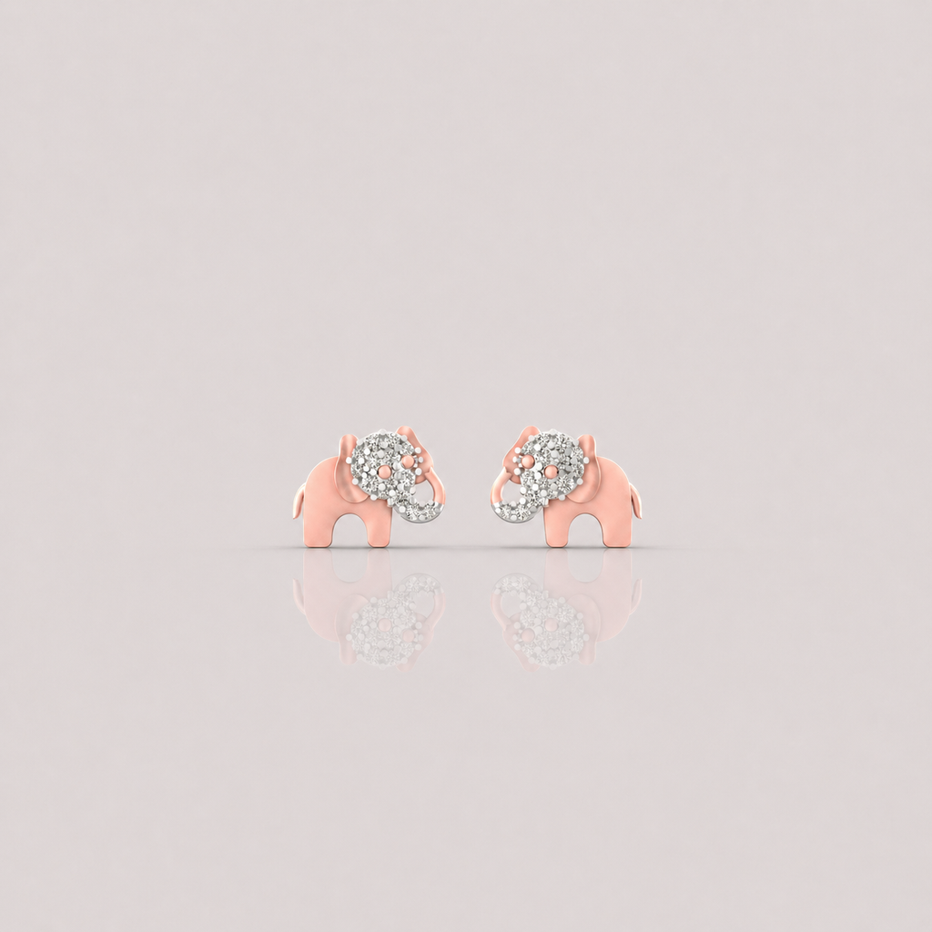 Tiny Trunk Diamond Elephant Studs