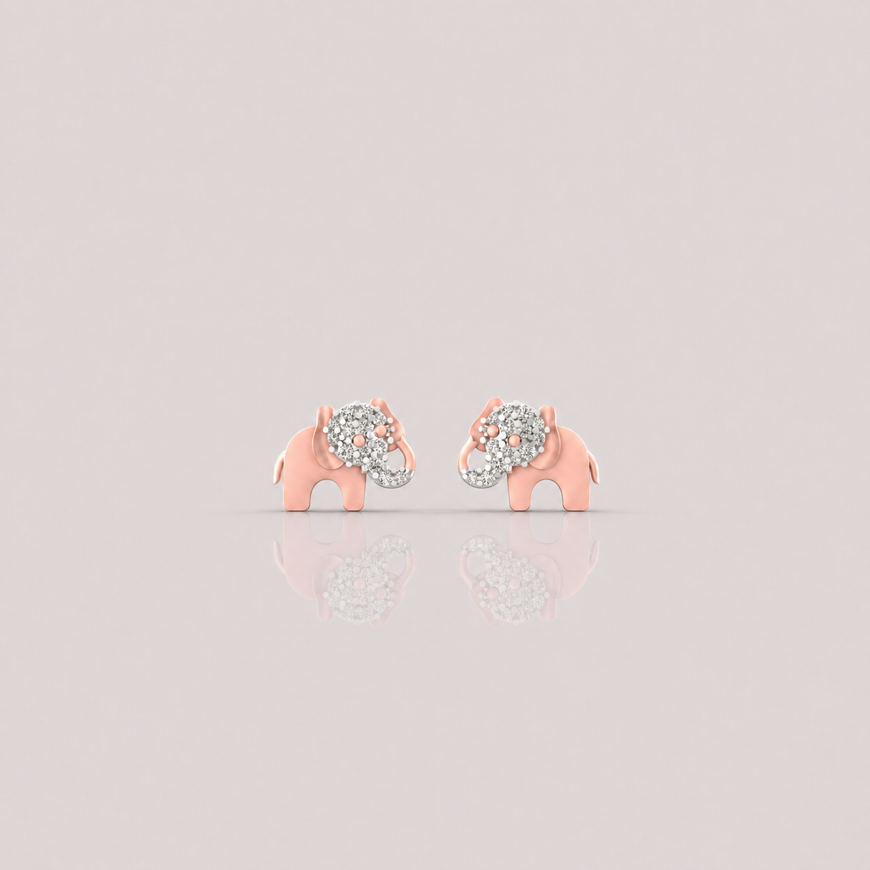 Tiny Trunk Diamond Elephant Studs