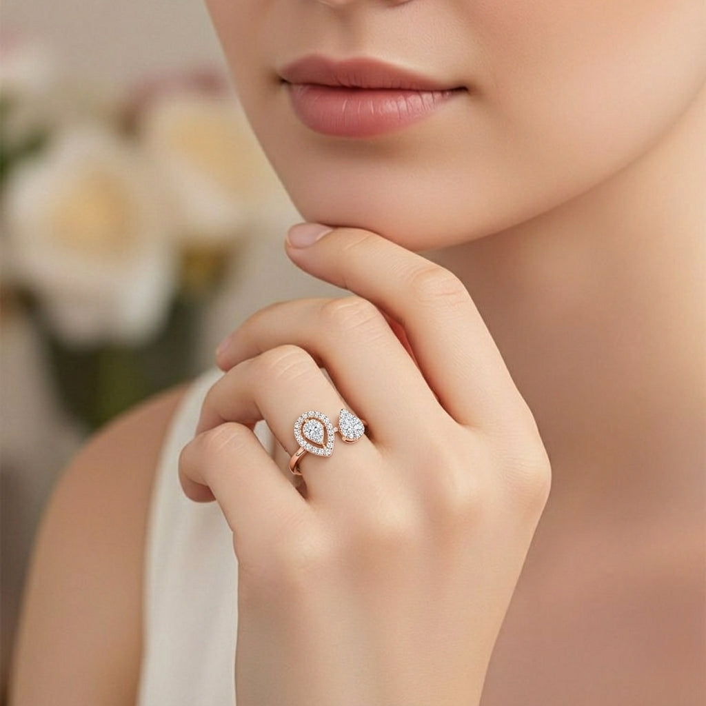 Twin Teardrop Harmony Ring