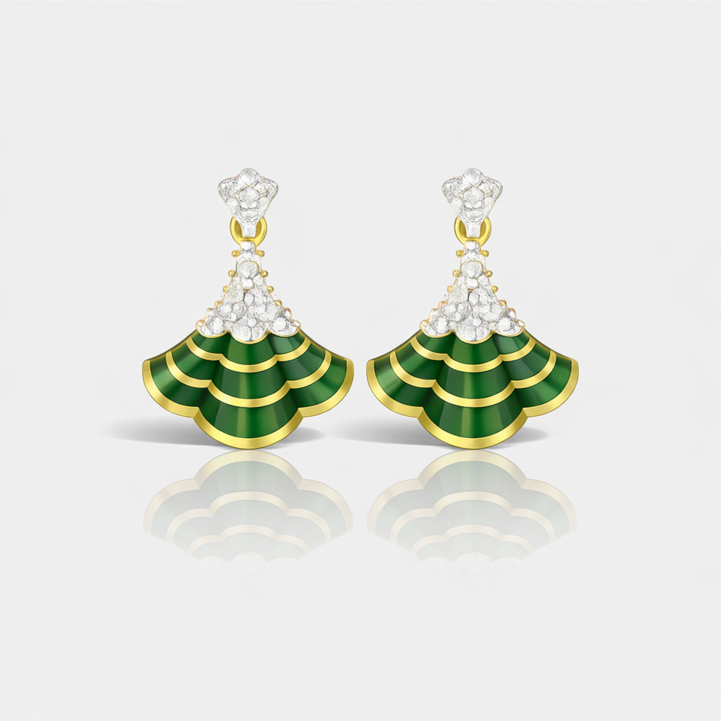 Emerald Cascade Fan Earring