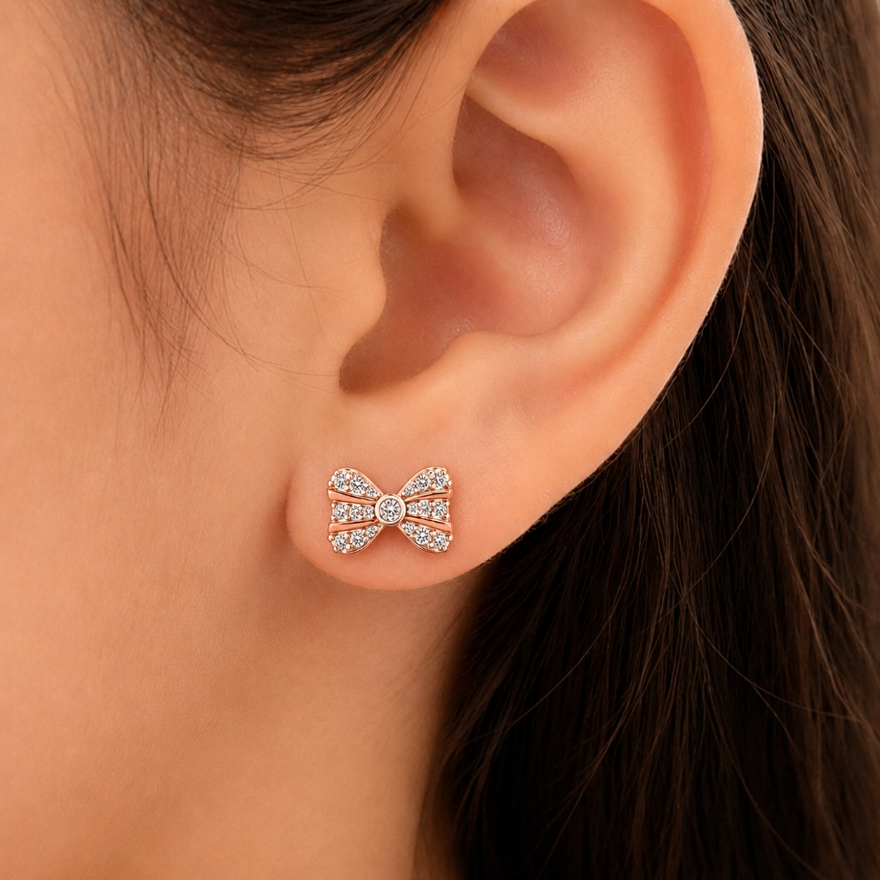 Twinkling Bow Diamond Studs
