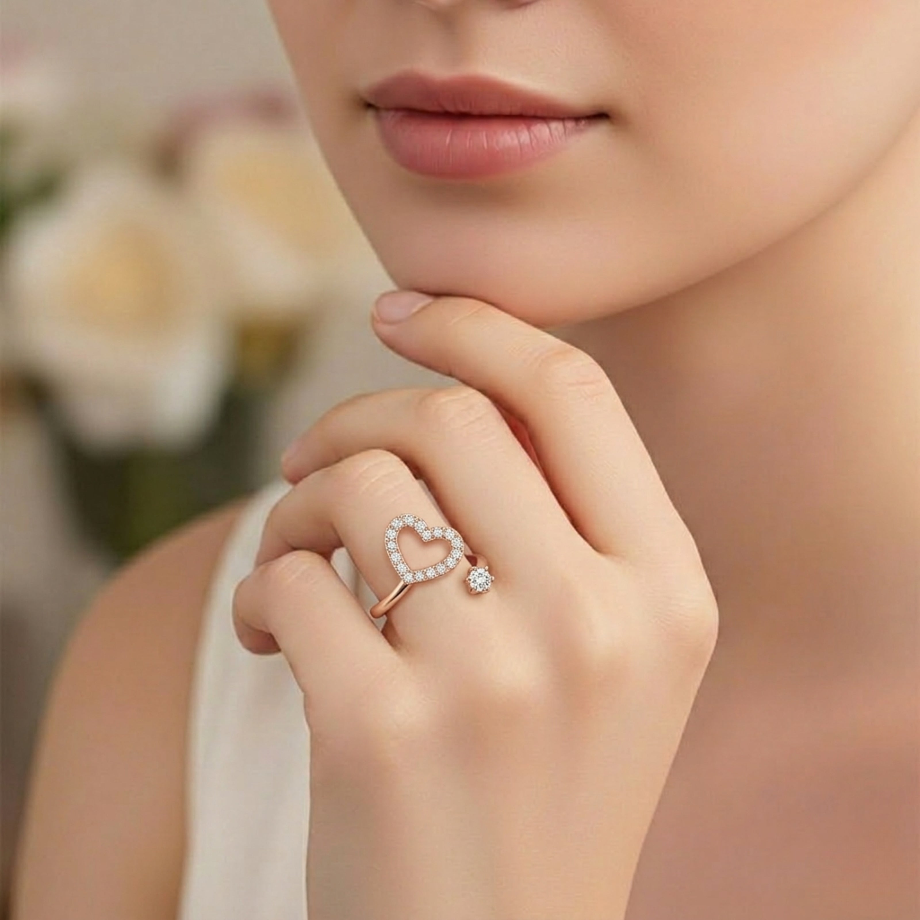 Whispering Open Heart Ring