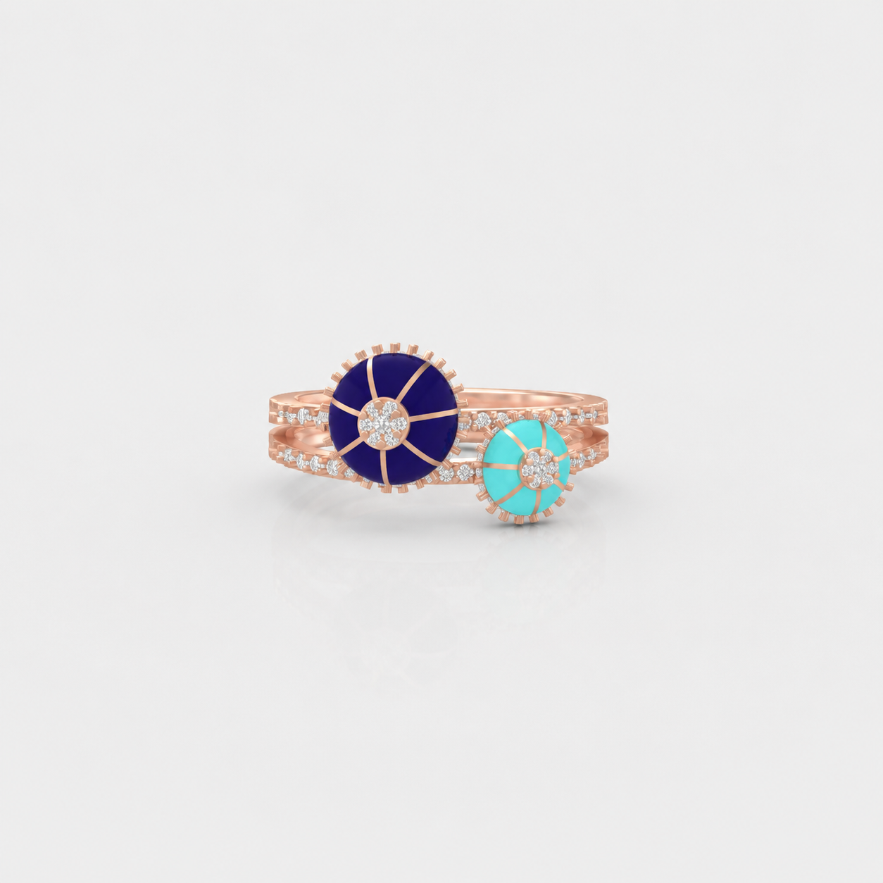 Celestial Duo Enamel Diamond Ring
