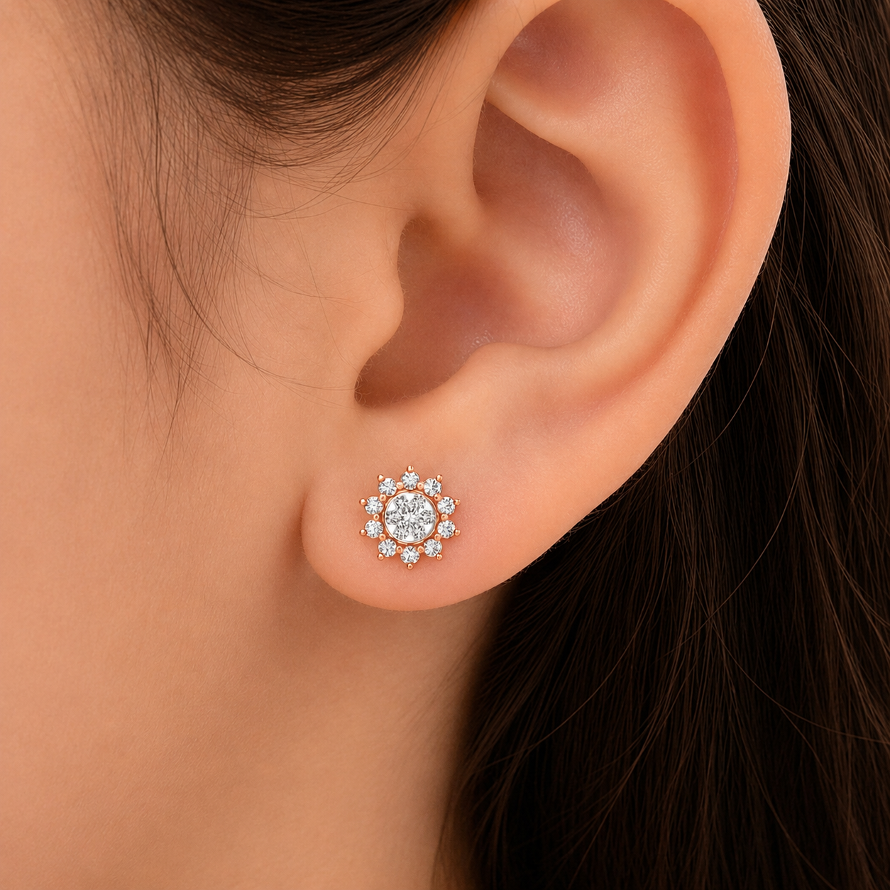 Sun Bloom Diamond Studs